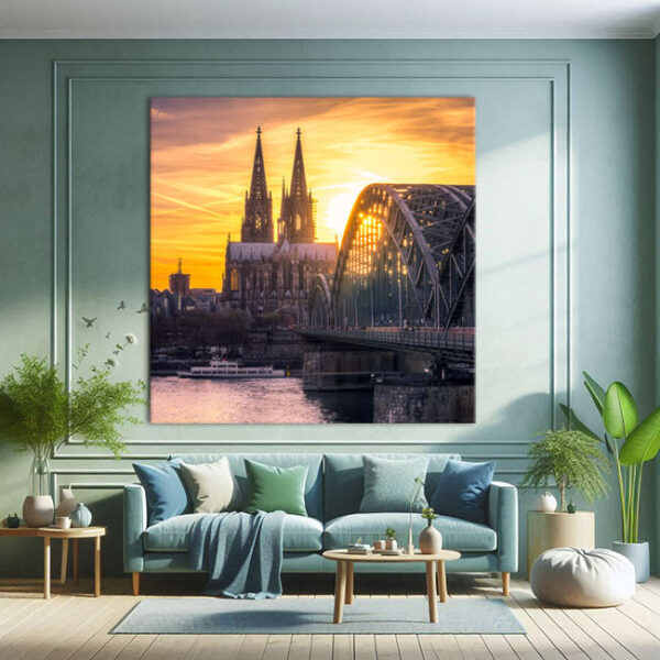 KPML_002_Dom-in-der-Abendsonne-Koelner-Dom-mit-Hohenzollernbruecke-Wandansicht-Wohnzimmer-3