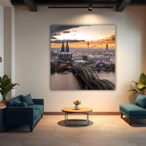 KPML_006_Koelner-Skyline-im-Sonnenuntergang-Fotografie-Kunstdruck-Wandansicht-Wohnzimmer-1