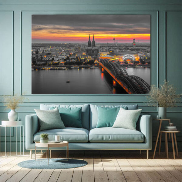 KPML_046_Sonnenuntergang-ueber-Koeln-Skyline-von-der-Schael-Sick-Daemmerung-Wandansicht-Wohnzimmer-1