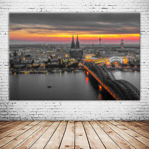 KPML_046_Sonnenuntergang-ueber-Koeln-Skyline-von-der-Schael-Sick-Daemmerung-Wandansicht-1