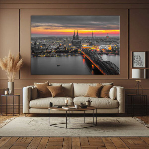 KPML_046_Sonnenuntergang-ueber-Koeln-Skyline-von-der-Schael-Sick-Daemmerung-Wandansicht-Wohnzimmer-2