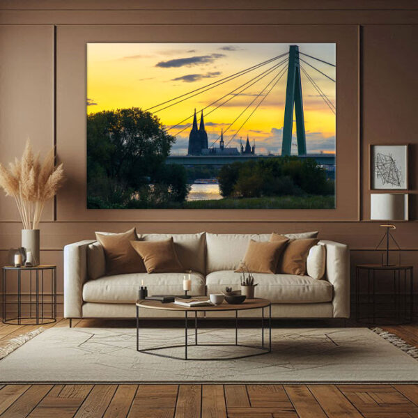 KPML_058_Dom-hinter-der-Severinsbruecke-bei-Sonnenuntergang-Wandbild-2