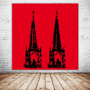 KPDS_002_Domspitze-schwarz-auf-rot-Stencil-popart-koelner-dom-Wandansicht-1