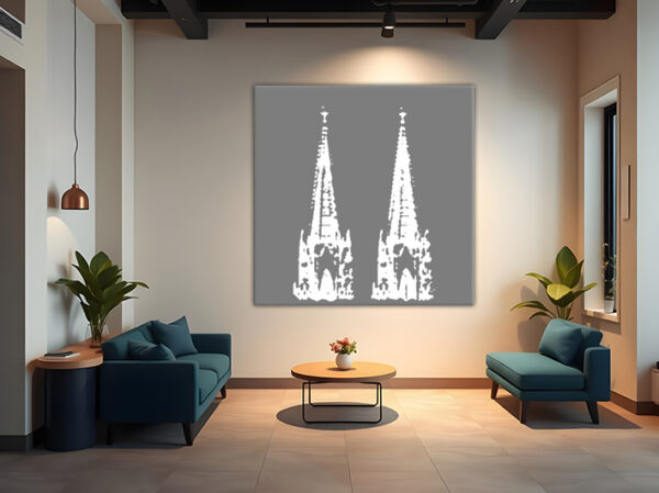 KPDS_007-Domspitzen-weiss-auf-grau-Koelner-Dom-Stencil-Druck-Wandansicht-Wohnzimmer-3