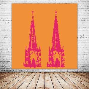 KPDS_010_Domspitze-pink-auf-orange-Stencil-popart-koelner-dom-Wandansicht-1