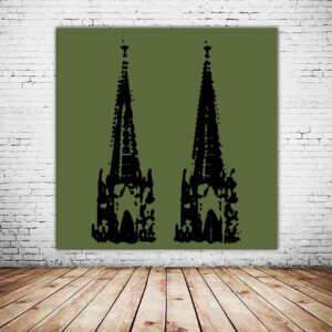 KPDS_015_Schwarz-auf-Olive_Stencil-Druck-Koelner-Domspitzen-Wandansicht-1