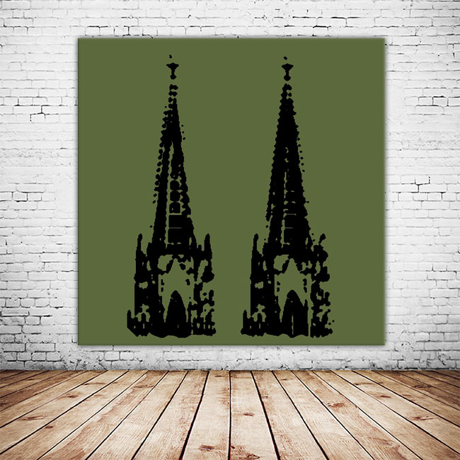 KPDS_015_Schwarz-auf-Olive_Stencil-Druck-Koelner-Domspitzen-Wandansicht-1
