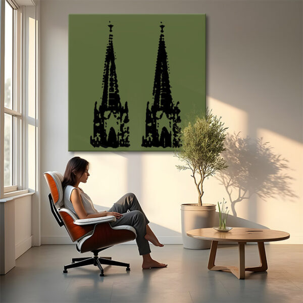 KPDS_015_Schwarz-auf-Olive_Stencil-Druck-Koelner-Domspitzen-Wandansicht-3