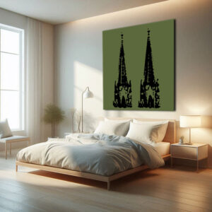 KPDS_015_Schwarz-auf-Olive_Stencil-Druck-Koelner-Domspitzen-Wandansicht-2